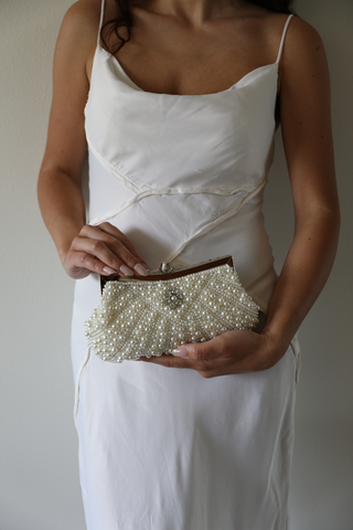 White Pearl Wedding Clutch