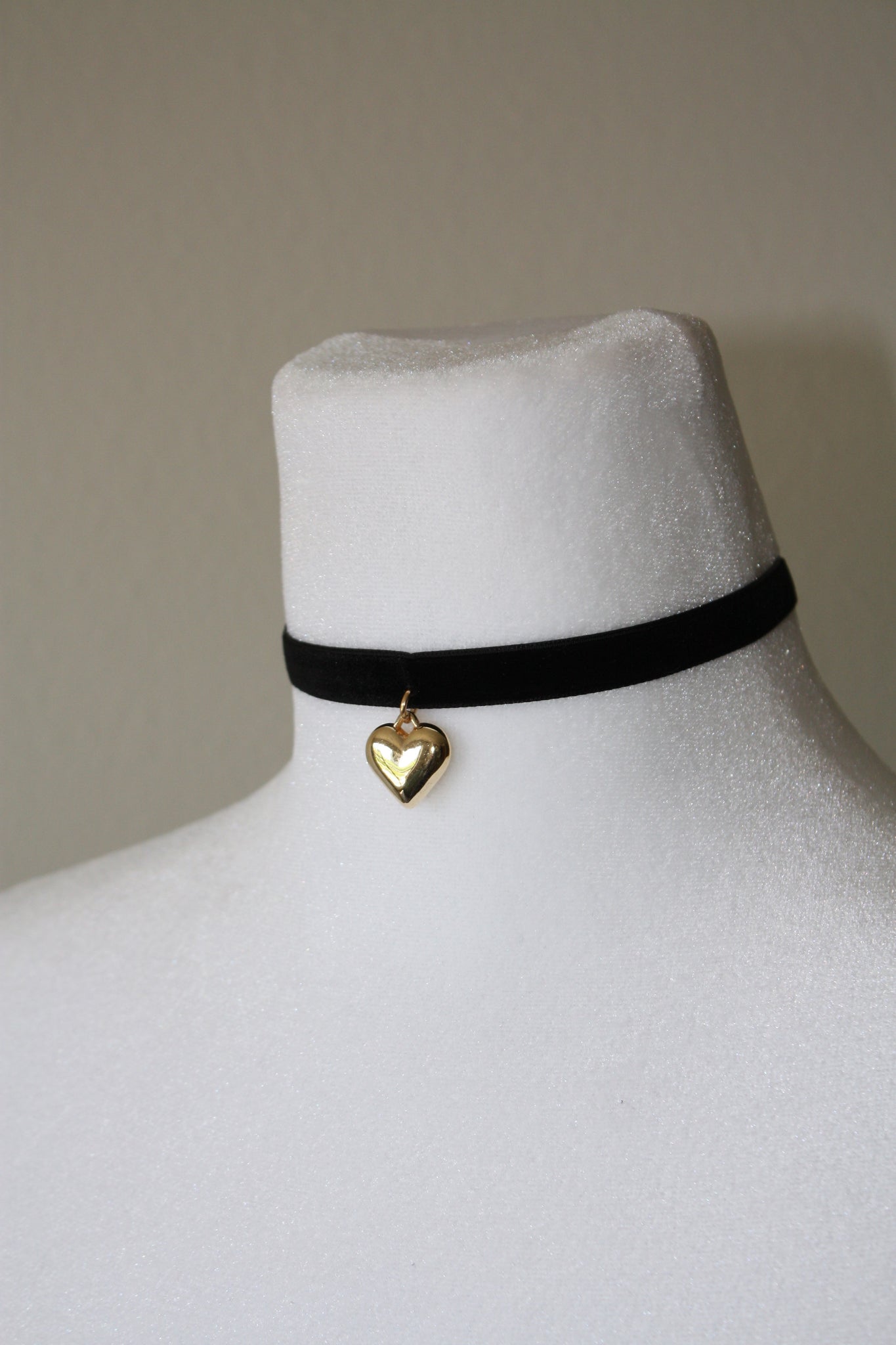 Velvet Choker with a Gold Heart