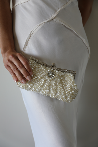 White Pearl Wedding Clutch