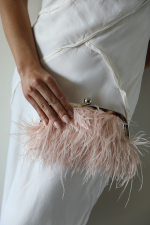 Pink Feathers Wedding Clutch