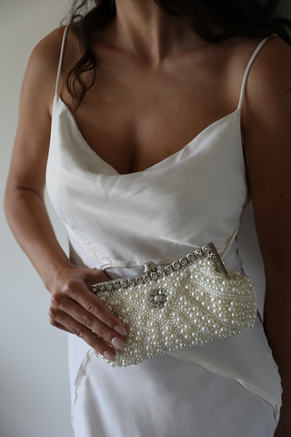 White Pearl Wedding Clutch