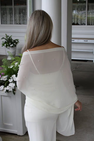 Ivory Shawl with Pearls