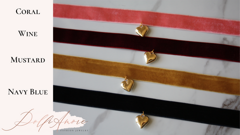 Velvet Choker with a Gold Heart