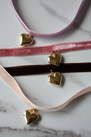 Velvet Choker with a Gold Heart