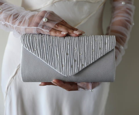 Champagne Satin Evening Clutch