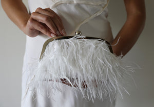 White Feathers Wedding Clutch