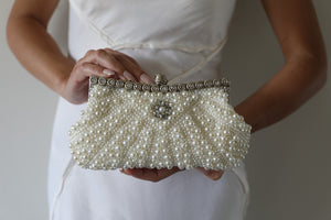 White Pearl Wedding Clutch