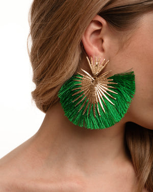 Green Tassel Earrings