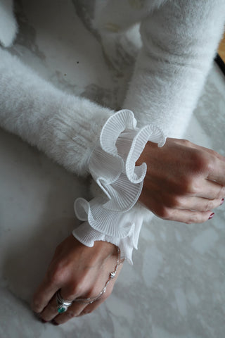 White Ruffle Wrist Cuffs