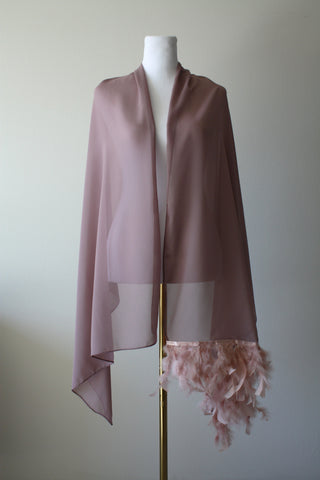 Pink Stole with Feathers