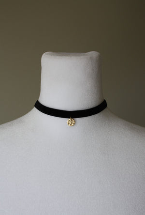 Black Velvet Choker with Gold Charm