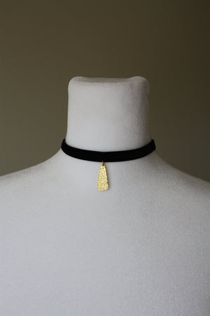 Black Velvet Choker with Gold Charm