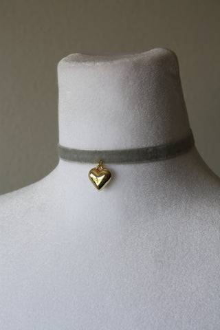 Velvet Choker with a Gold Heart