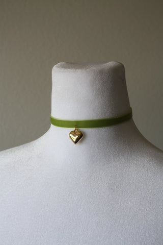 Velvet Choker with a Gold Heart