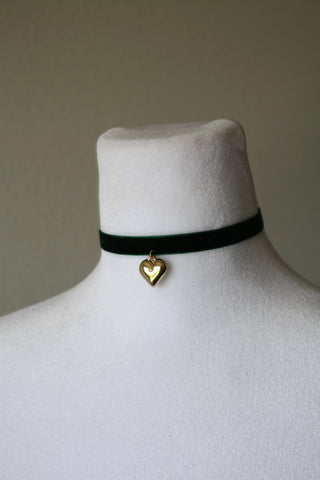 Velvet Choker with a Gold Heart