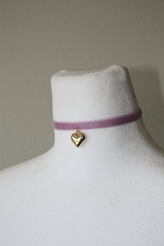 Velvet Choker with a Gold Heart