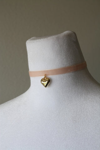 Velvet Choker with a Gold Heart