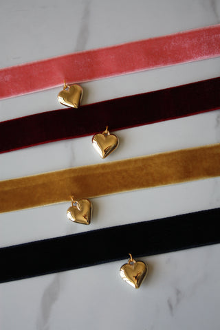 Velvet Choker with a Gold Heart