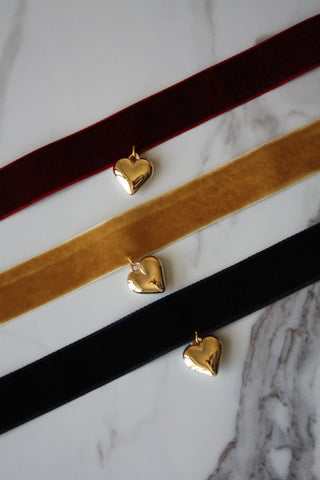 Velvet Choker with a Gold Heart