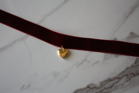 Velvet Choker with a Gold Heart