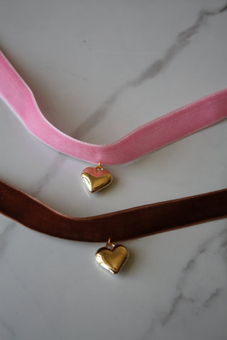 Velvet Choker with a Gold Heart