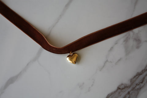 Velvet Choker with a Gold Heart