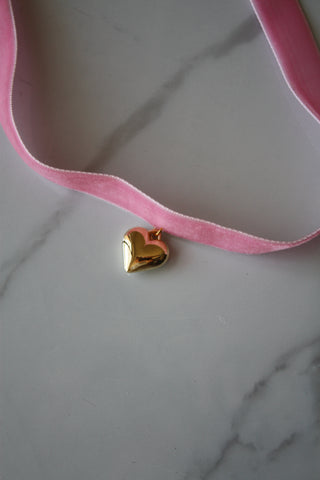 Velvet Choker with a Gold Heart