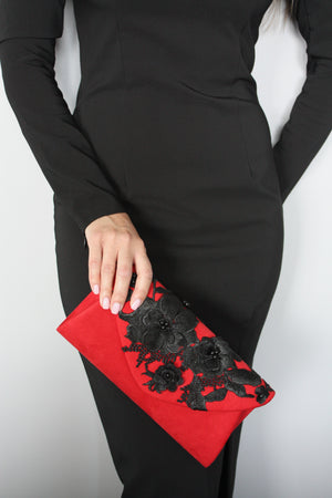 Red Clutch with Flowers