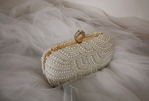 White Pearl Wedding Purse