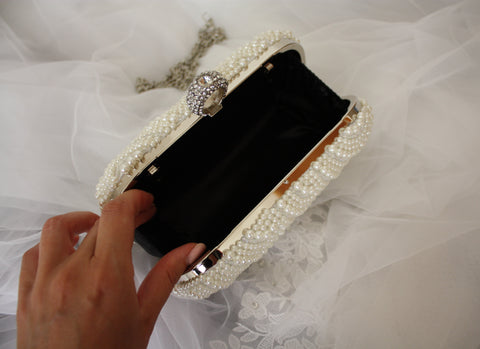 White Pearl Wedding Purse