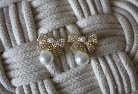 Pearl Bow Earrings