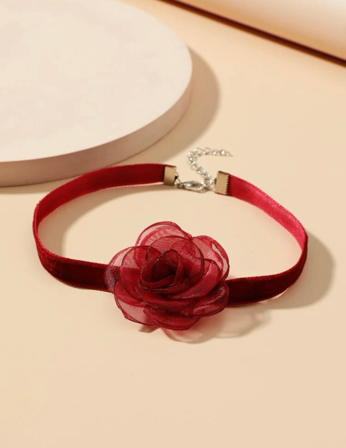 Red Wine Flower Choker