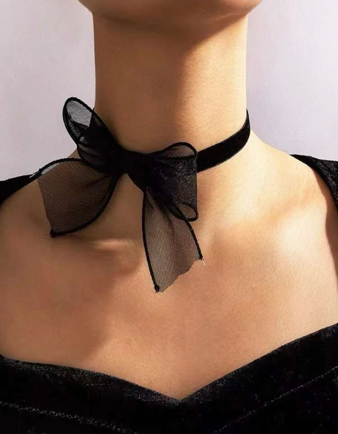 Black Velvet Choker With a Bow