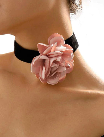 Big Pink Flower Choker