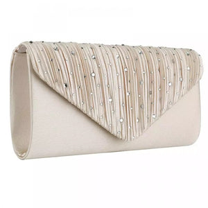 Champagne Satin Evening Clutch