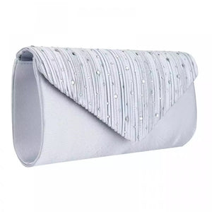 Silver Satin Evening Clutch