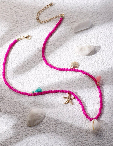 Pink Necklace with Seashells