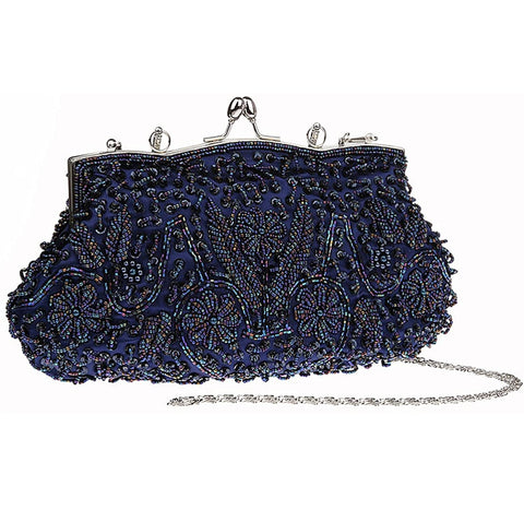 Navy Blue Beaded Evening Bag