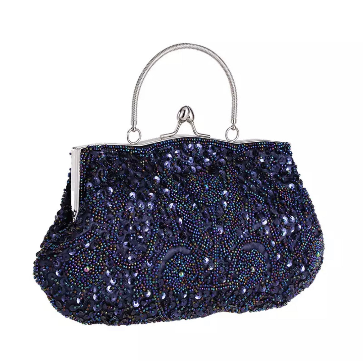 Navy Blue Beaded Evening Bag