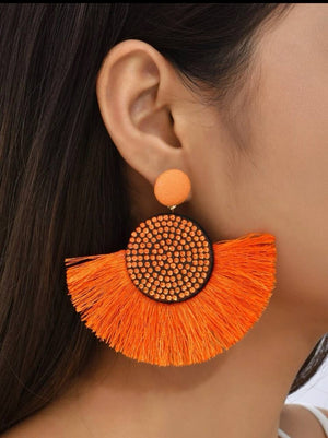 Orange Tassel Earrings