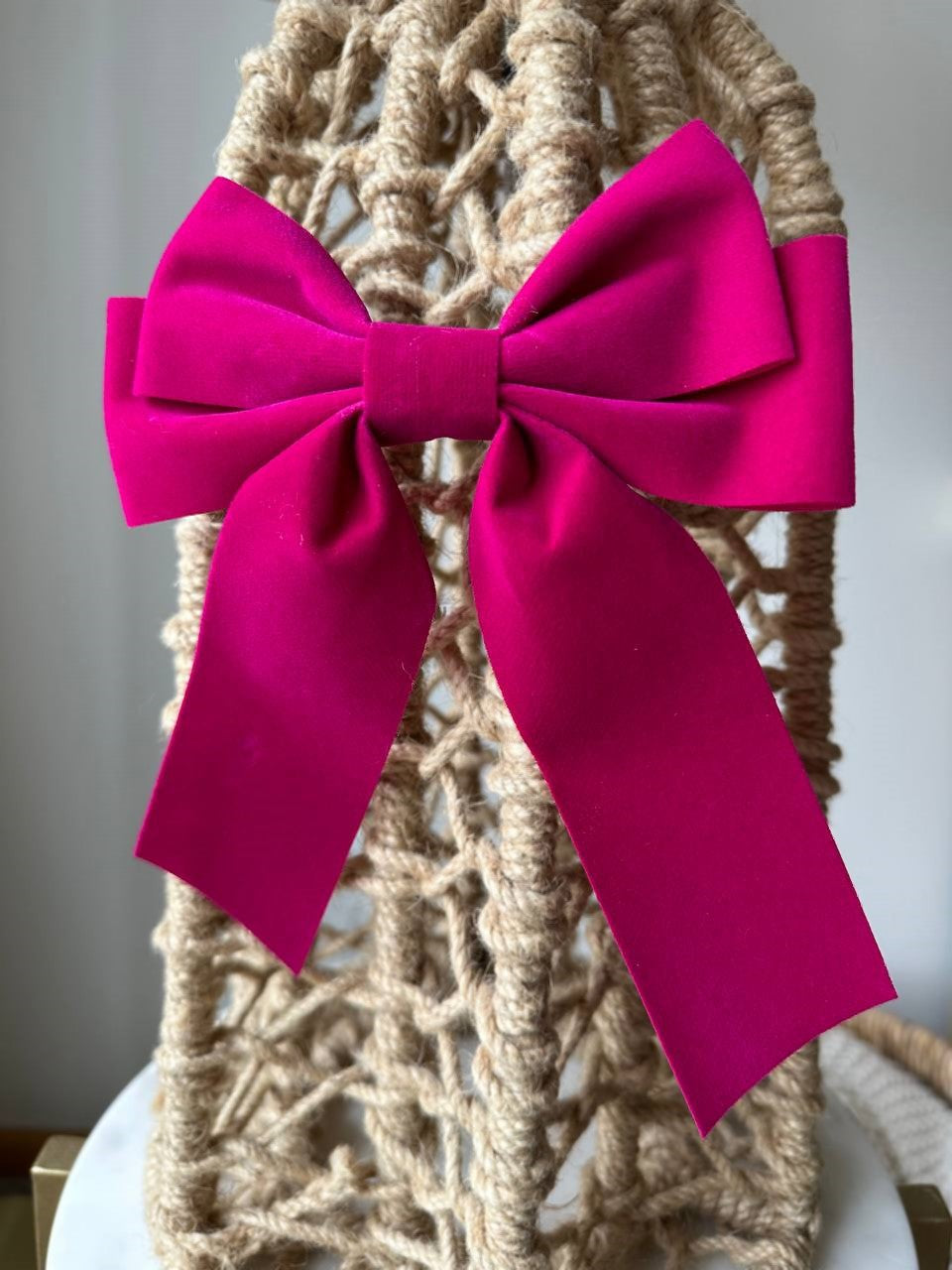 Pink Velvet Hair Bow