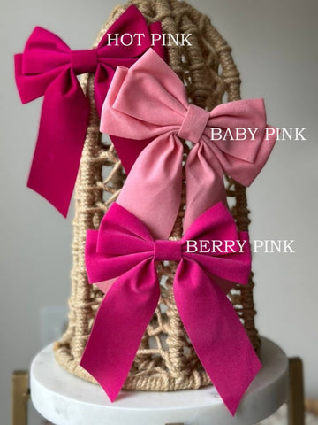 Pink Velvet Hair Bow