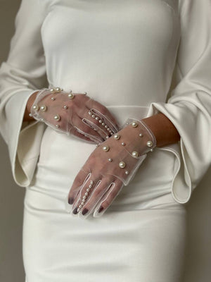 Wedding Gloves with Pearls