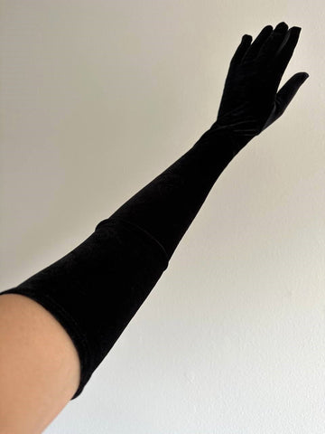 Black Long Velvet Gloves