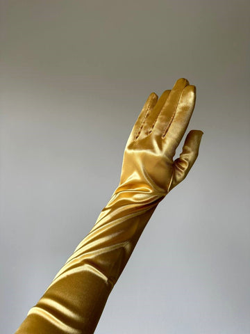 Gold Long Satin Gloves