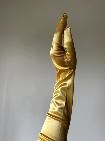 Gold Long Satin Gloves