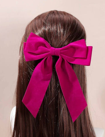 Pink Velvet Hair Bow