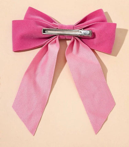 Pink Velvet Hair Bow