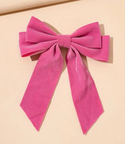 Pink Velvet Hair Bow