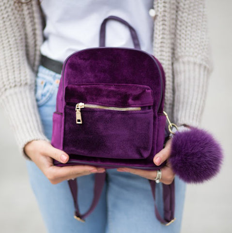 cynthia rowley knox velvet mini backpack Purple Velvet Backpack – PolliAmore